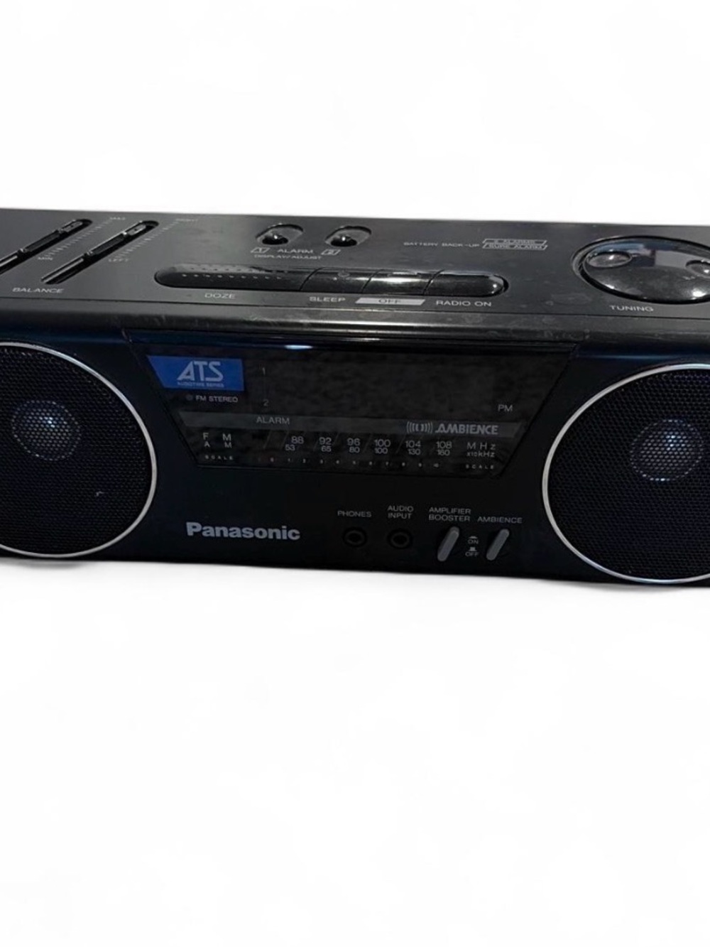 Vintage Panasonic Black Portable AM/FM Radio electric w clock alarm gently used